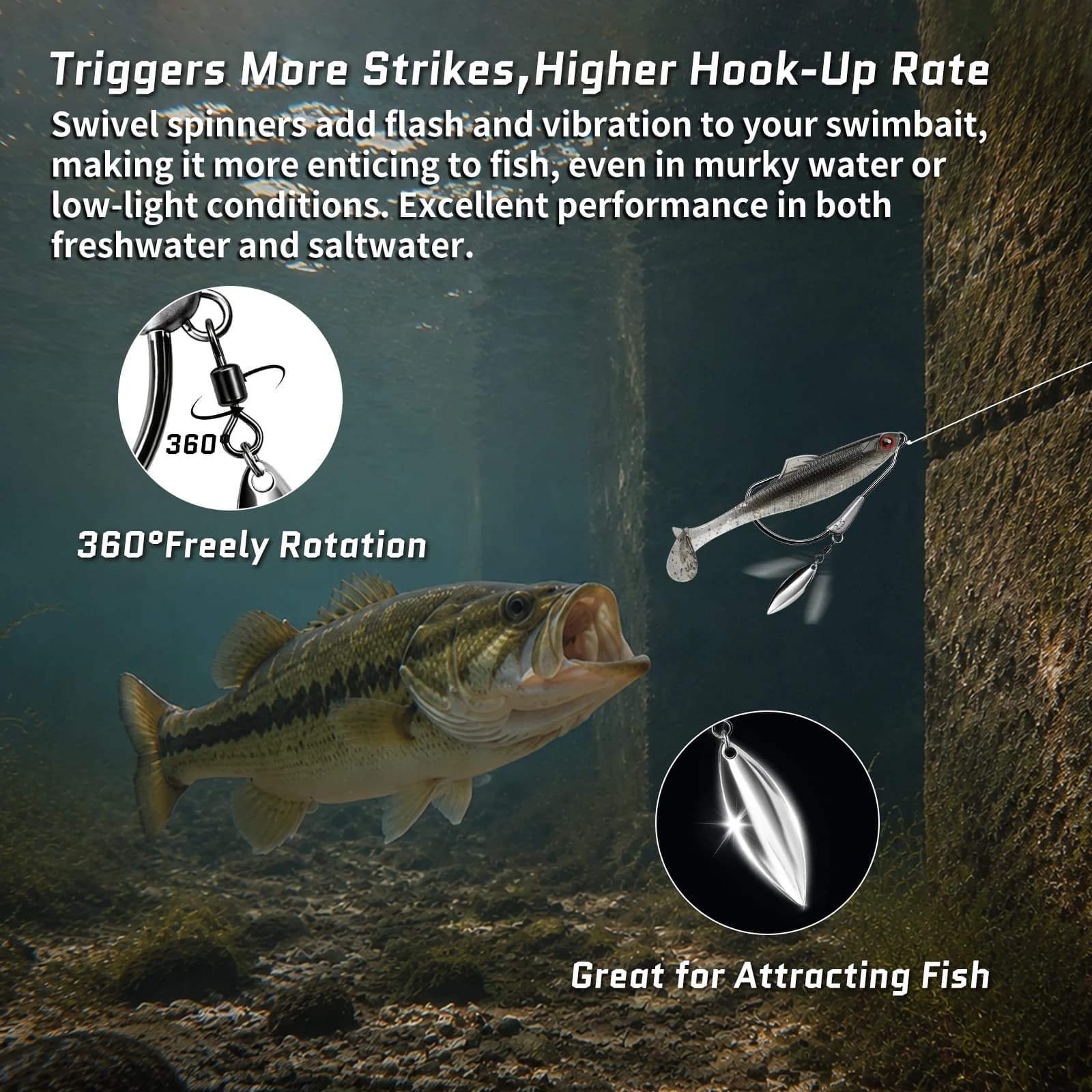 Αγκίστρι Swimbait με Βάρος και Underspin, Σετ 12 Τεμαχίων