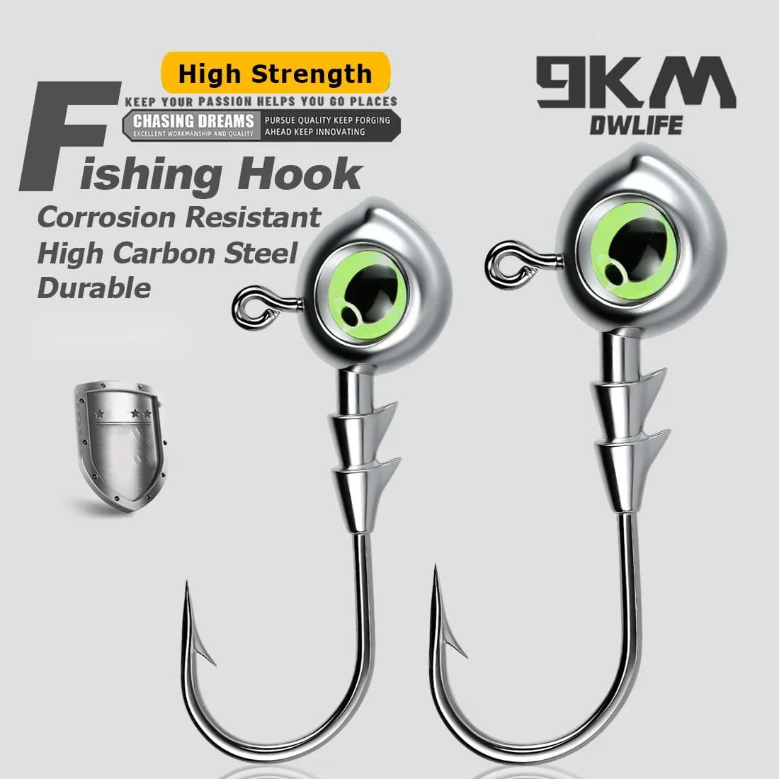 10Τεμ. Φωσφόρουσα Κεφαλή Jig με Αγκίστρι, 3.5g-10g