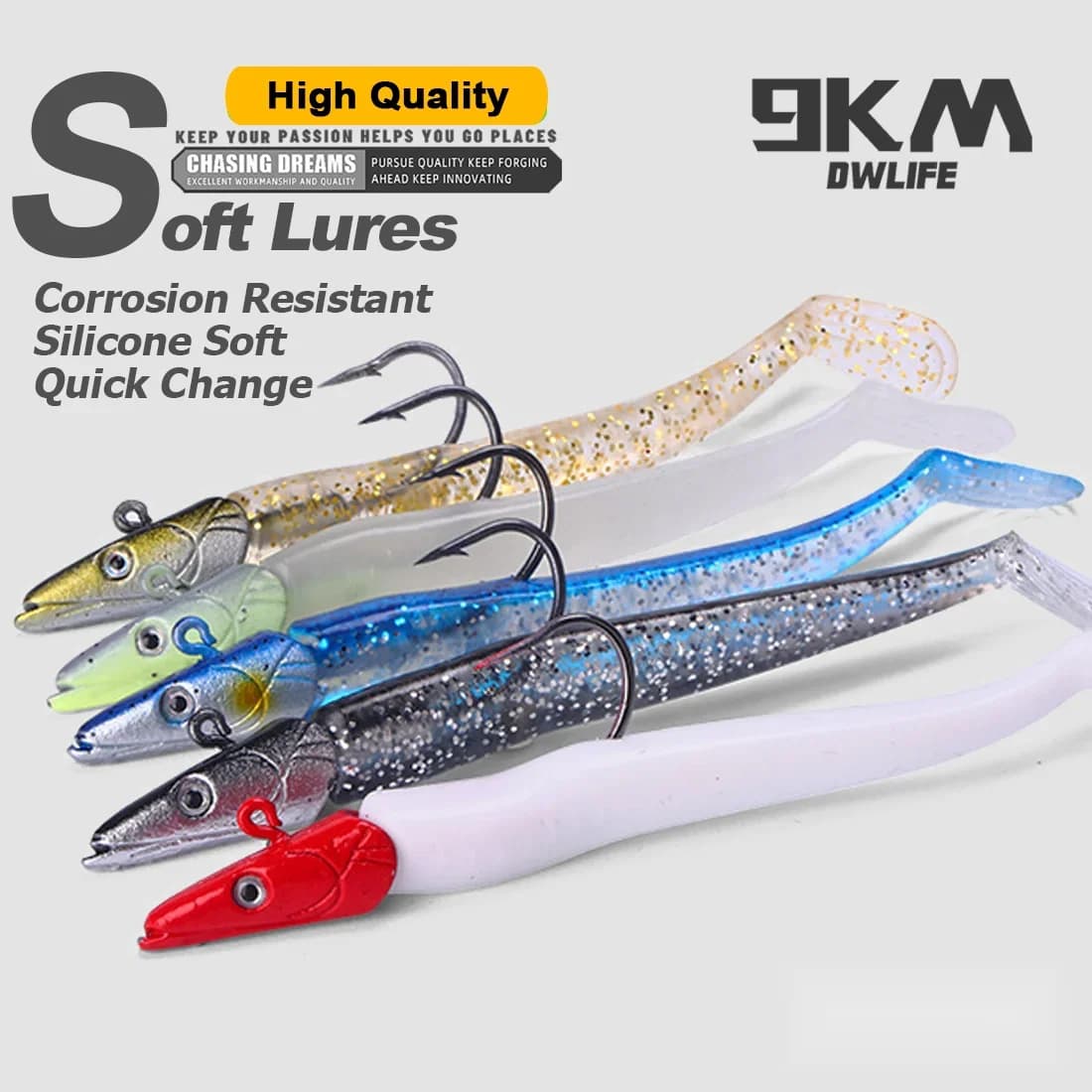 Μαλακή Δολωτική Ψαρόμορφη (Swimbait) με Κεφάλι Jig και Γάντζο, 1-5 Τεμάχια, 12.5cm